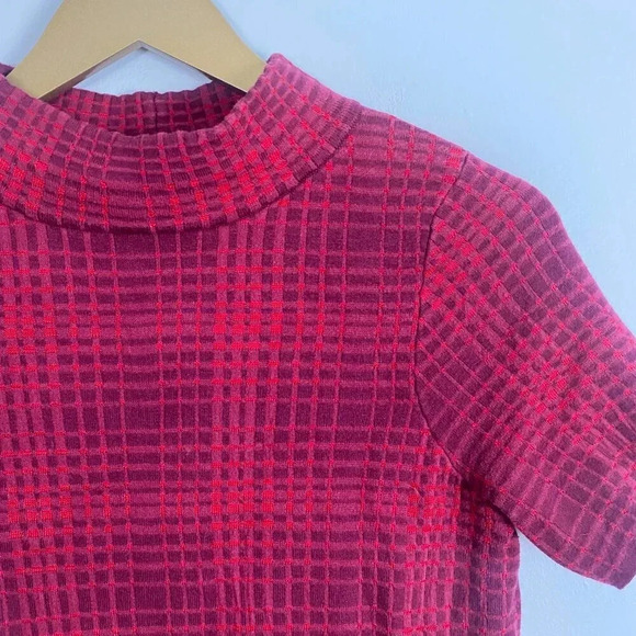 Anthropologie Field Flower Red Plaid Sweater Tee - Picture 3 of 10